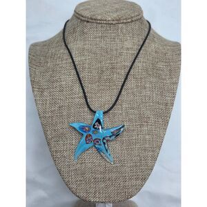 Murano Star on Leather Necklace